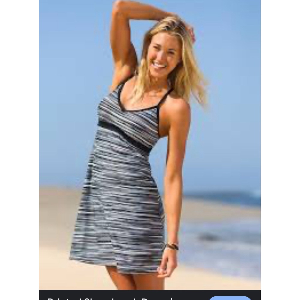 Athleta‎ Women's Black/Gray Shoreback Striped Dress Size S NWOT